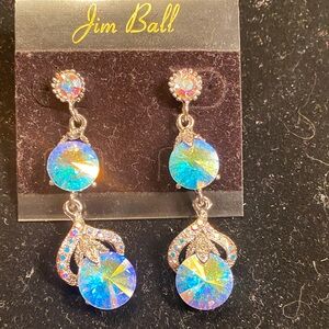 Jim Ball Iridescent Crystal Drop Earrings